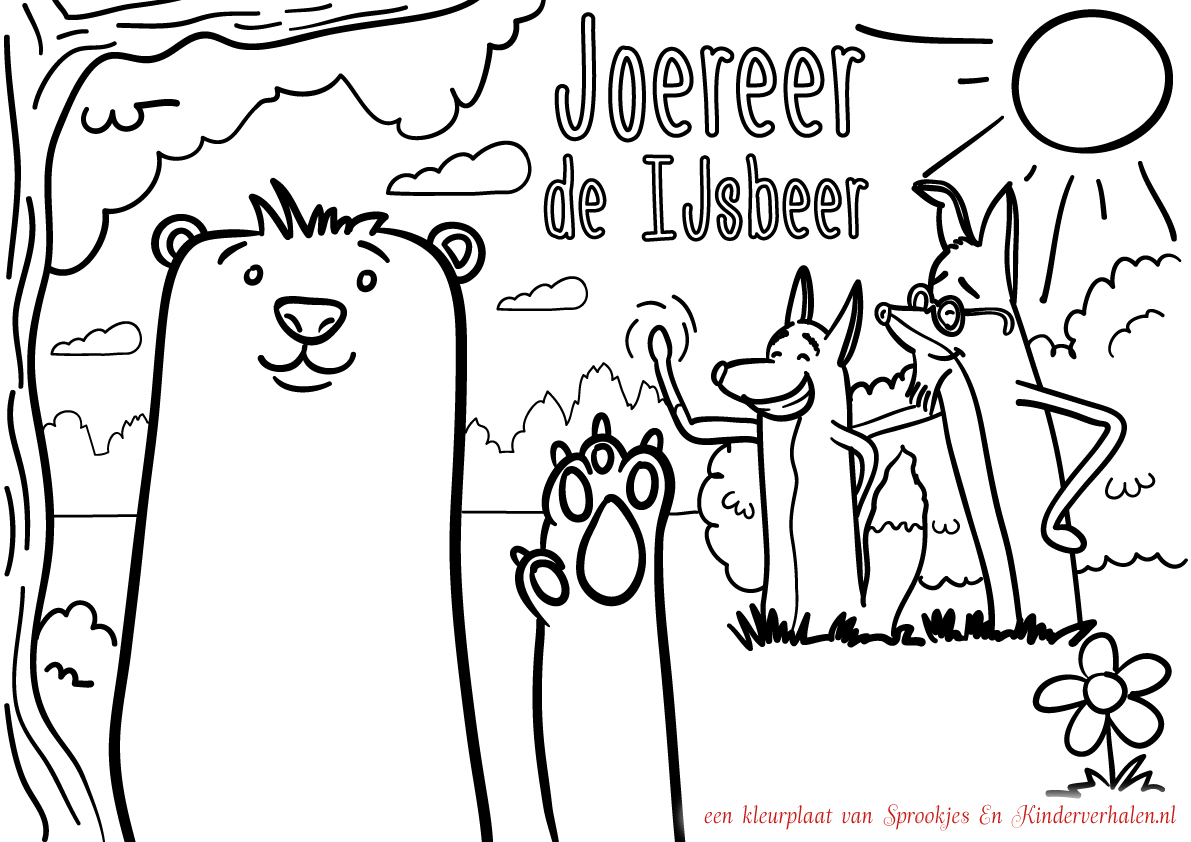 kinder-kleurplaat-van-voorleesverhaal-Joereer-de-IJsbeer---A3---A4